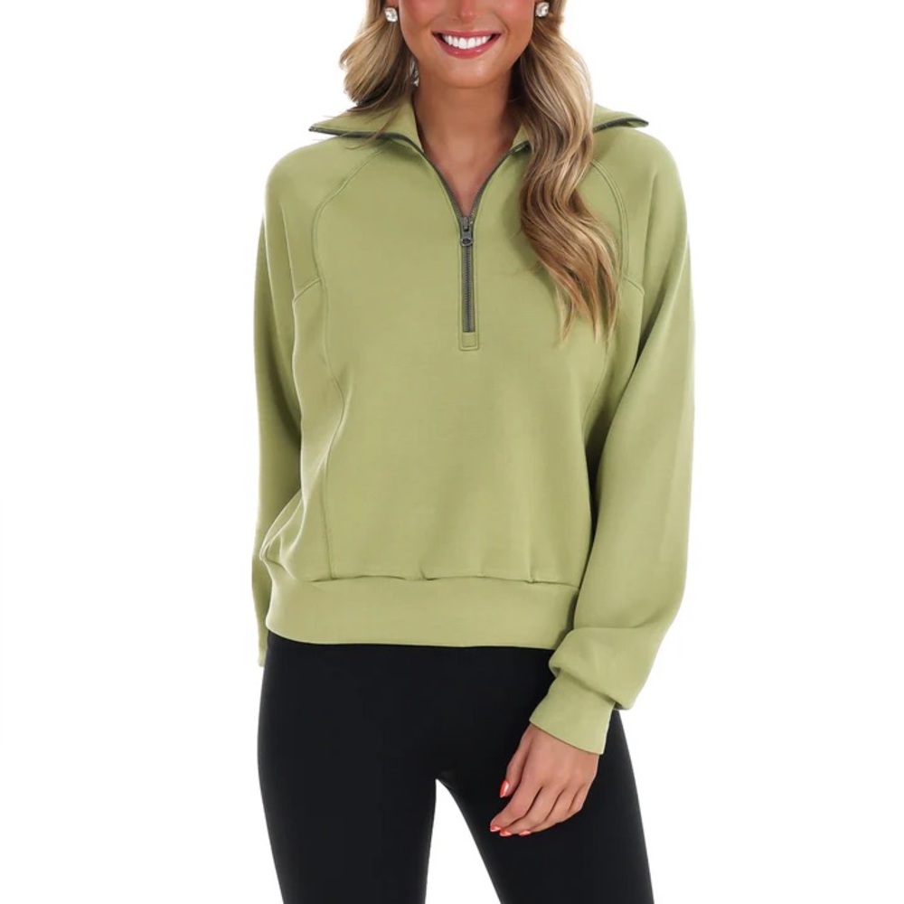 SPANX Olive Green Half-Zip Sweatshirt